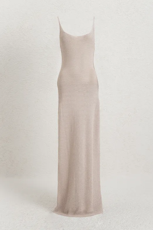 Bayan Taş Askılı  Örme Midi Elbise - BSL