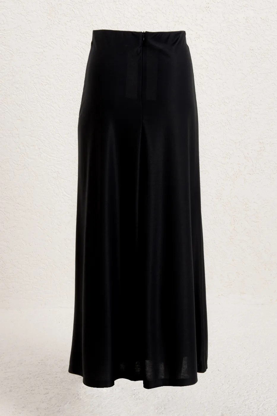 Bayan Siyah Akıcı Modal  Kumaş Midi Etek