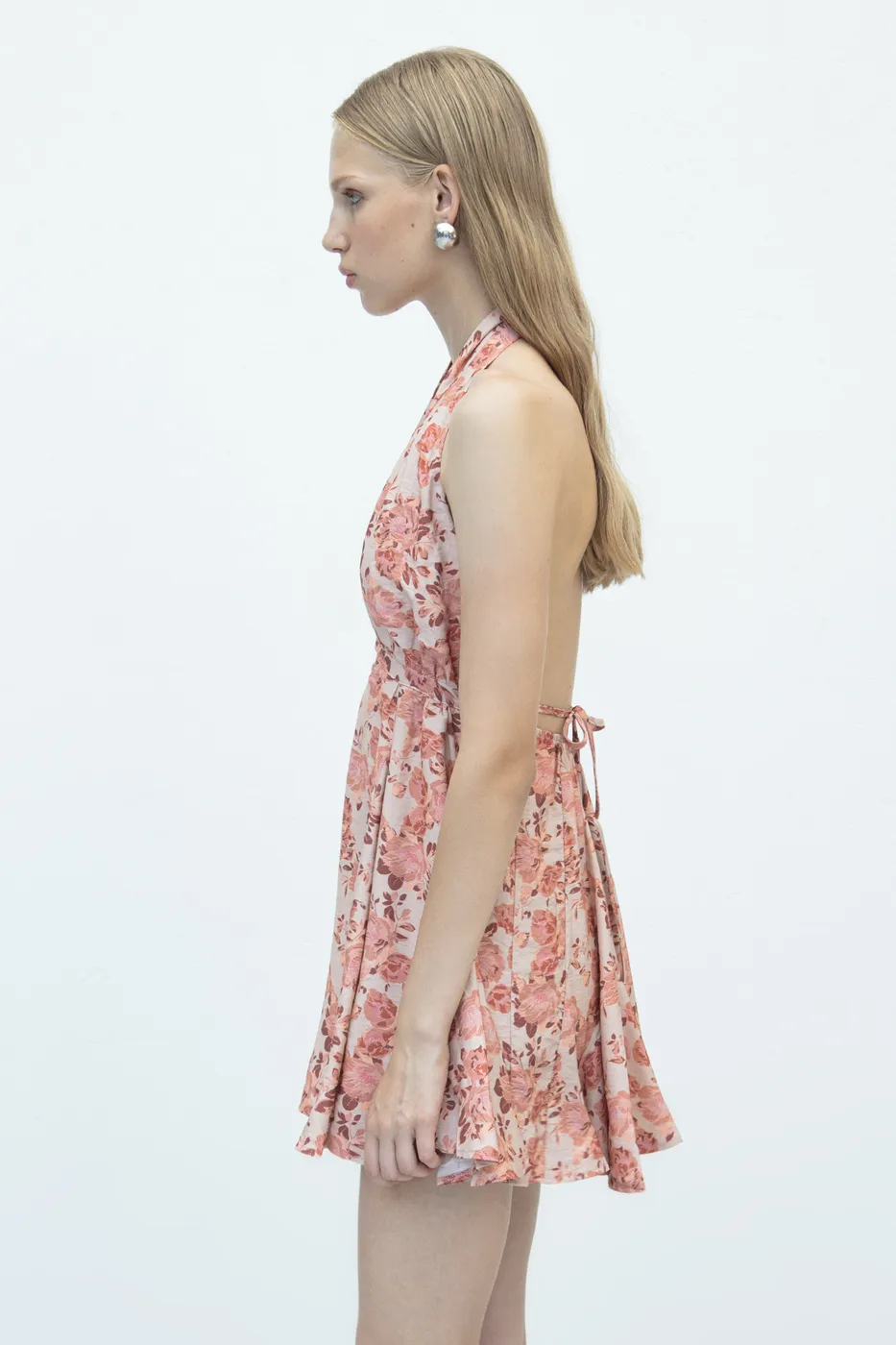 Bayan Pudra Volanlı Etek Detaylı Mini Elbise