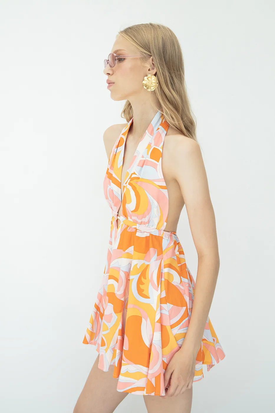 Bayan Somon Volanlı Etek Detaylı Mini Elbise