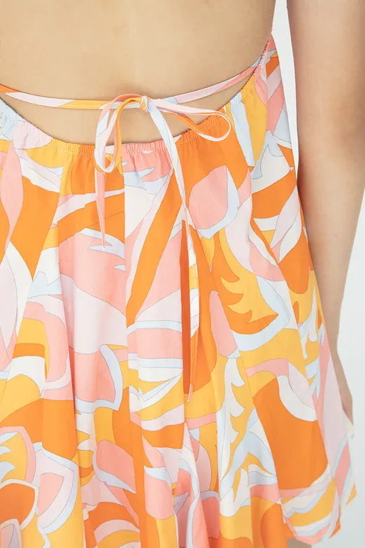 Bayan Somon Volanlı Etek Detaylı Mini Elbise - BSL