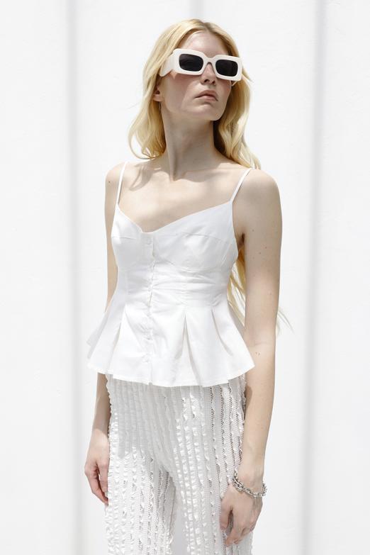 Pileli Askılı Bluz