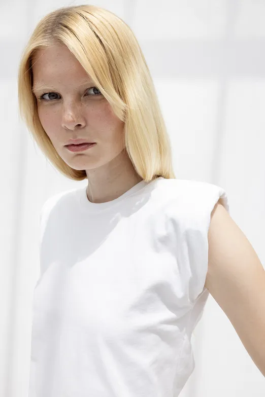 Bayan Beyaz Vatkalı Basic Tshirt - BSL