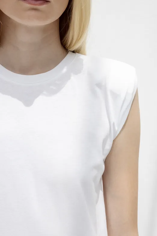 Bayan Beyaz Vatkalı Basic Tshirt - BSL