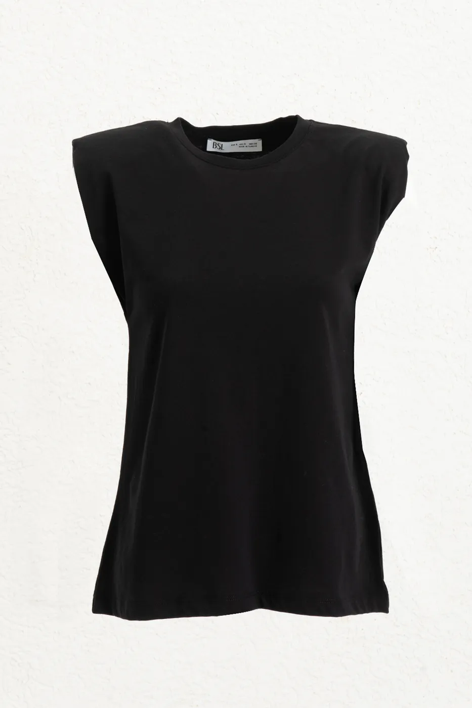 Bayan Siyah Vatkalı Basic Tshirt