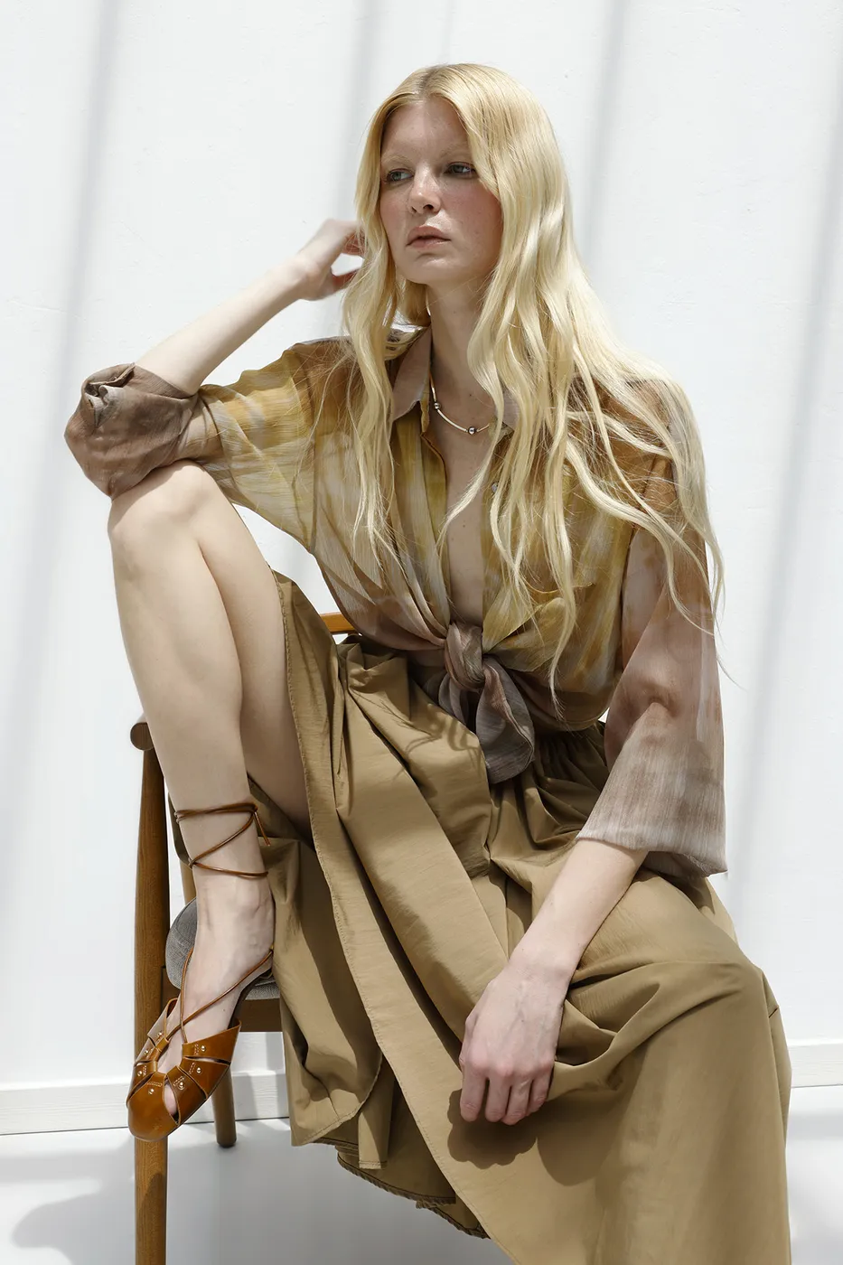 Bayan Haki Pileli Bel Bantlı Etek