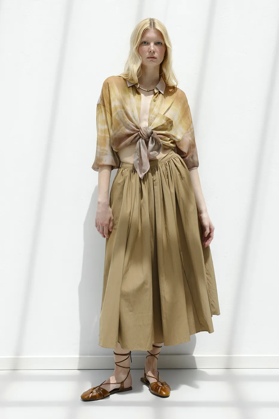 Bayan Haki Pileli Bel Bantlı Etek