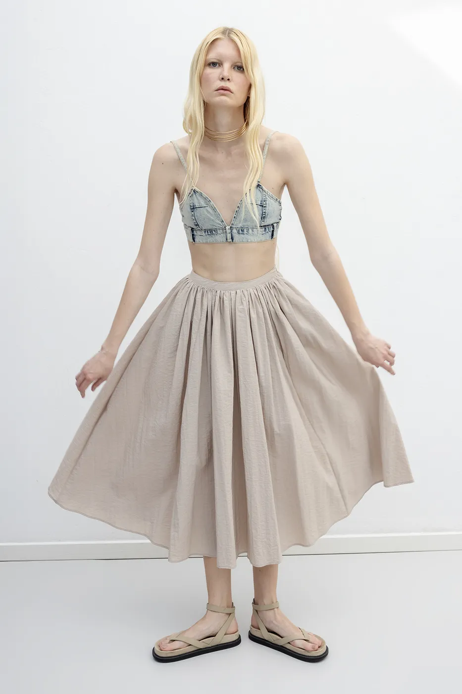 Bayan Taş Pileli Bel Bantlı Etek