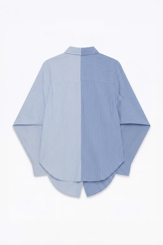 Bayan Mavi Oversize Bİ Color Cotton  Gömlek - BSL