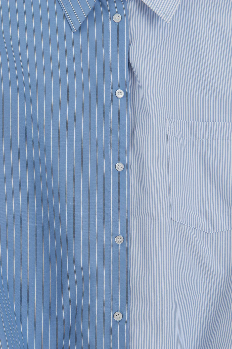 Bayan Mavi Oversize Bİ Color Cotton  Gömlek