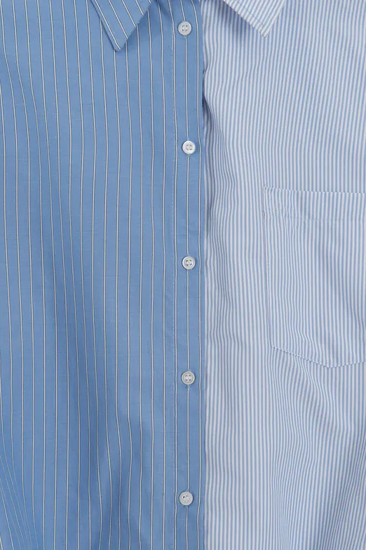Bayan Mavi Oversize Bİ Color Cotton  Gömlek - BSL