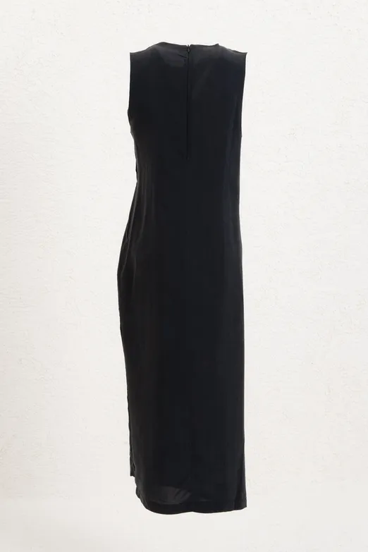 Bayan Antrasit Tencel Drape Detaylı Midi Elbise - BSL