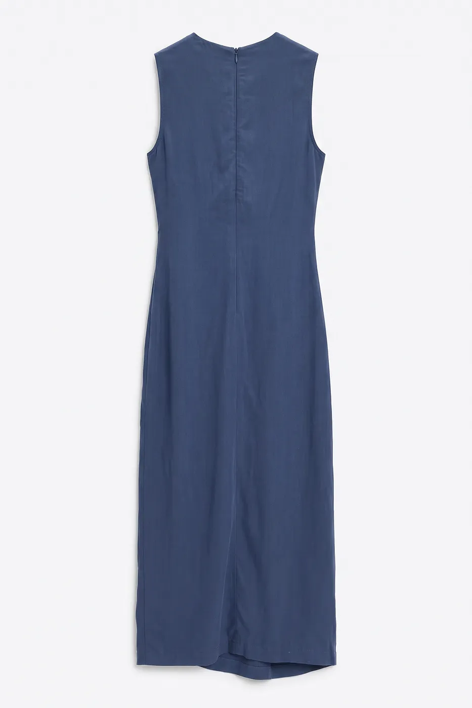 Bayan İndigo Tencel Drape Detaylı Midi Elbise