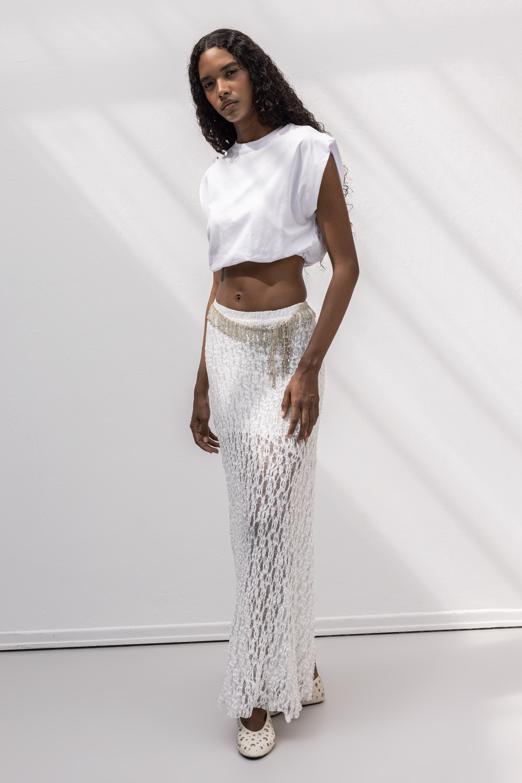 Volanlı  Dantel Midi Etek