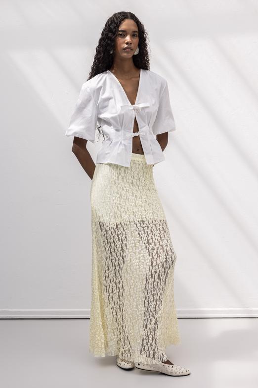 Bayan  Volanlı  Dantel Midi Etek