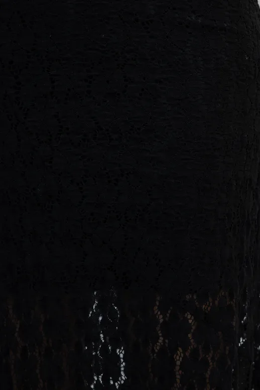 Bayan Siyah Volanlı  Dantel Midi Etek - BSL