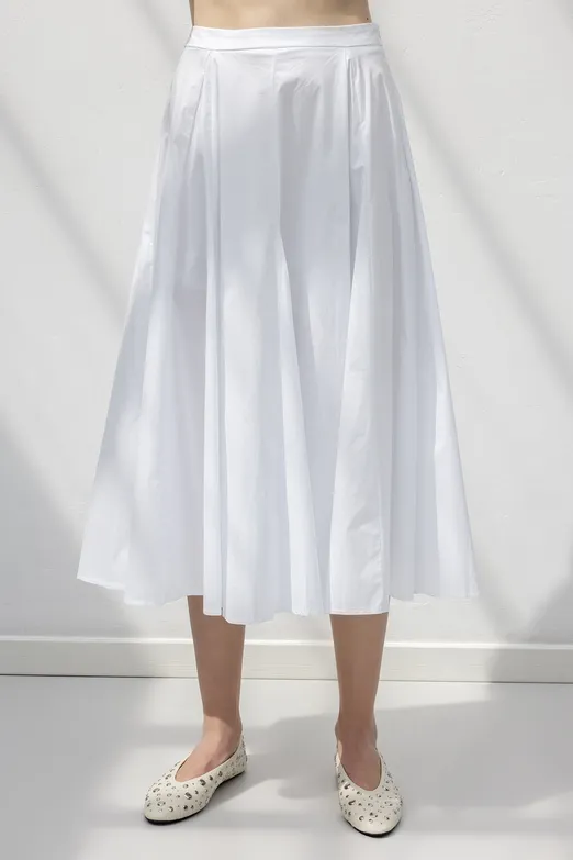 Bayan Beyaz Volanlı Parçalı Kloş Etek - BSL