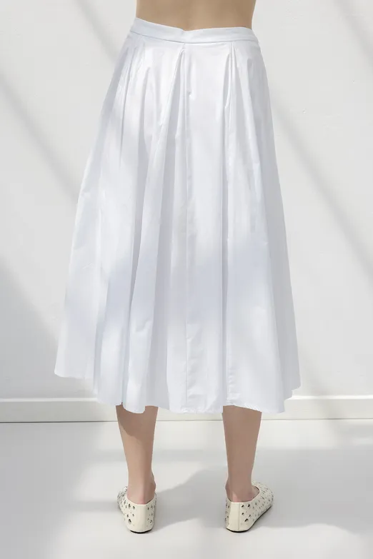 Bayan Beyaz Volanlı Parçalı Kloş Etek - BSL