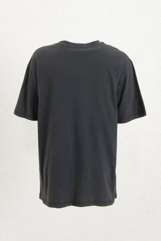 Bayan Antrasit Baskılı Oversize Tshirt - BSL