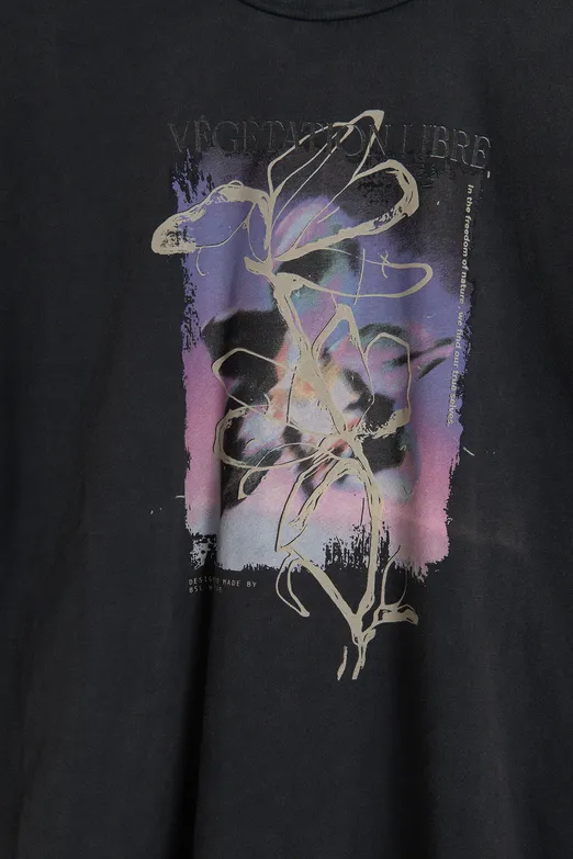 Bayan Antrasit Baskılı Oversize Tshirt - BSL