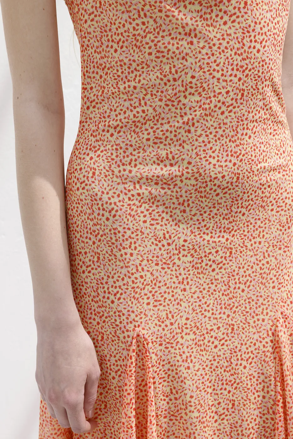 Bayan Somon Asimetrik Etek Detaylı Midi Elbise