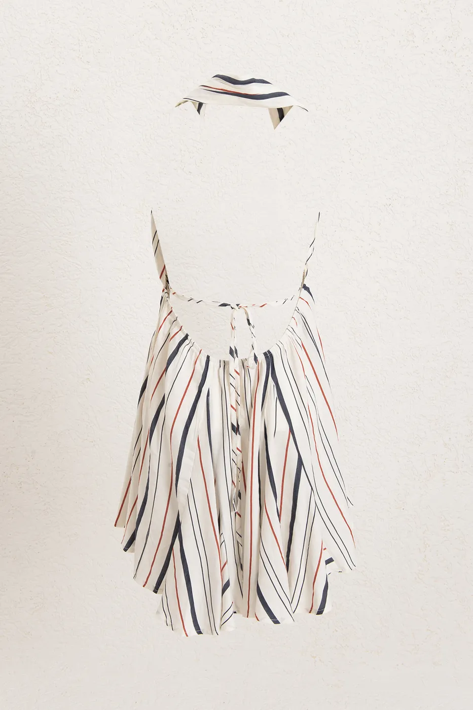 Bayan Beyaz Volanlı Etek Detaylı Keten Mini Elbise