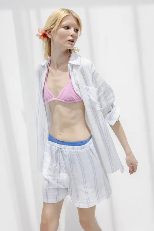 Bayan Beyaz %100 Cotton Mini Şort - BSL