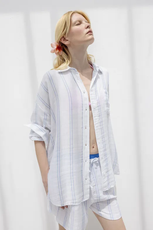 Bayan Beyaz %100 Cotton Oversize Gömlek - BSL