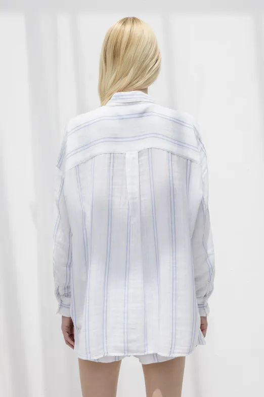 Bayan Beyaz %100 Cotton Oversize Gömlek - BSL