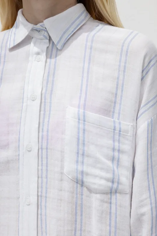 Bayan Beyaz %100 Cotton Oversize Gömlek - BSL