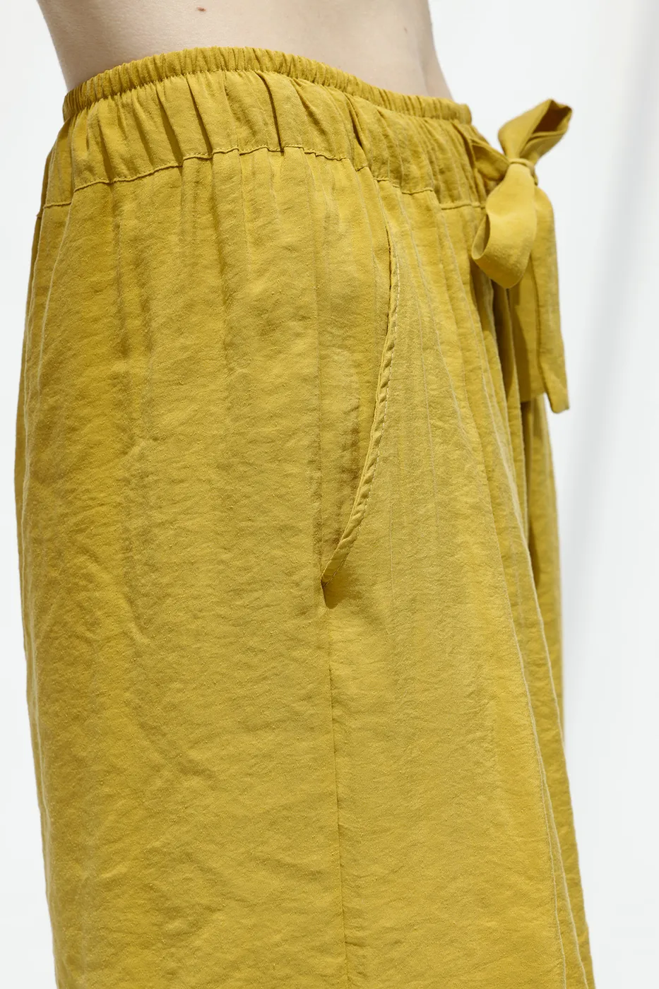 Bayan Hardal Tencel Pileli Şalvar Pantolon