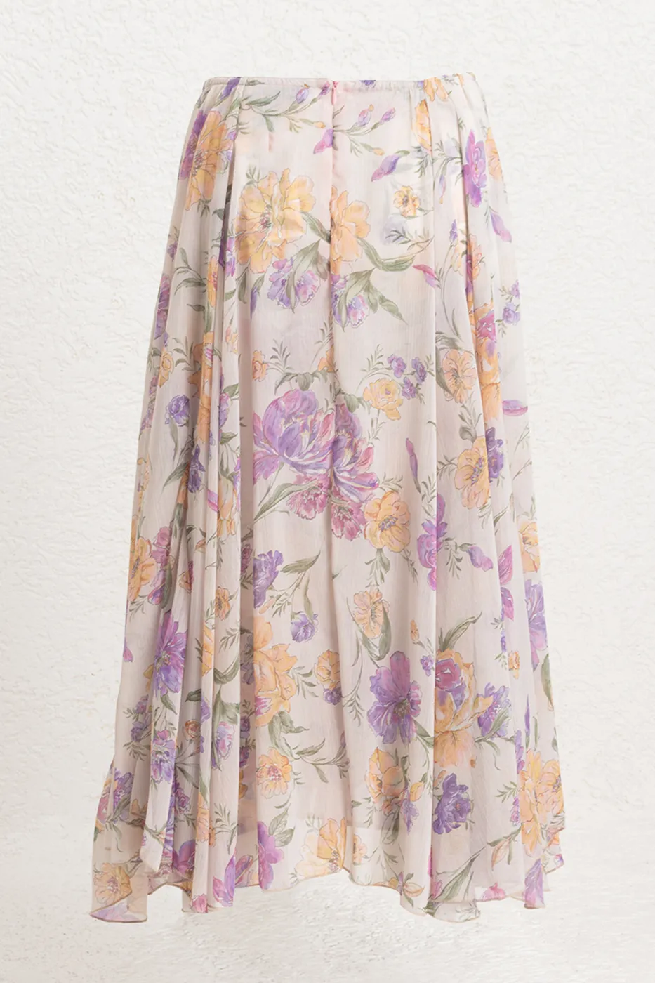 Bayan Ekru Volanlı Şifon Midi Etek