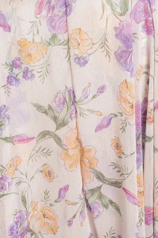 Bayan Ekru Volanlı Şifon Midi Etek - BSL