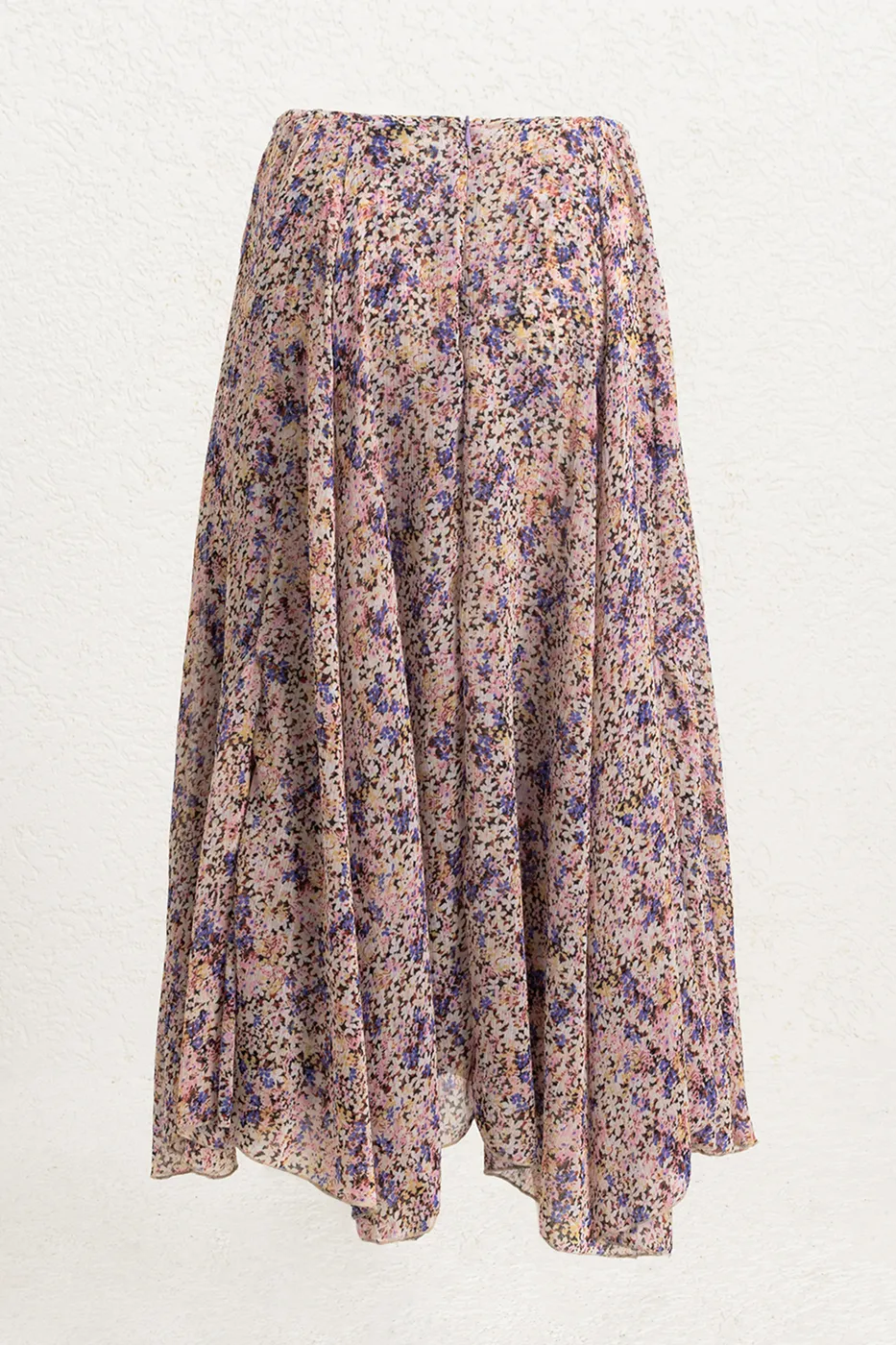 Bayan Pembe Volanlı Şifon Midi Etek