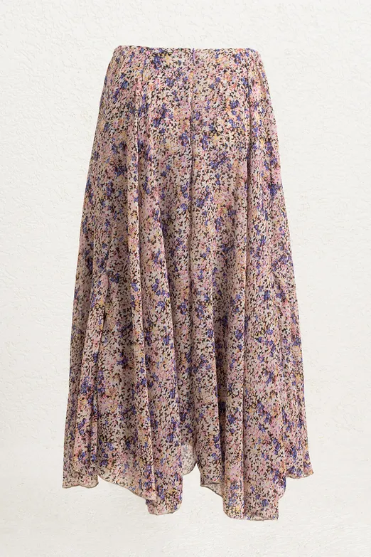 Bayan Pembe Volanlı Şifon Midi Etek - BSL