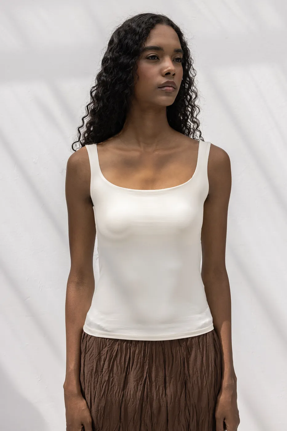 Bayan Beyaz Kare Yaka Atlet Top