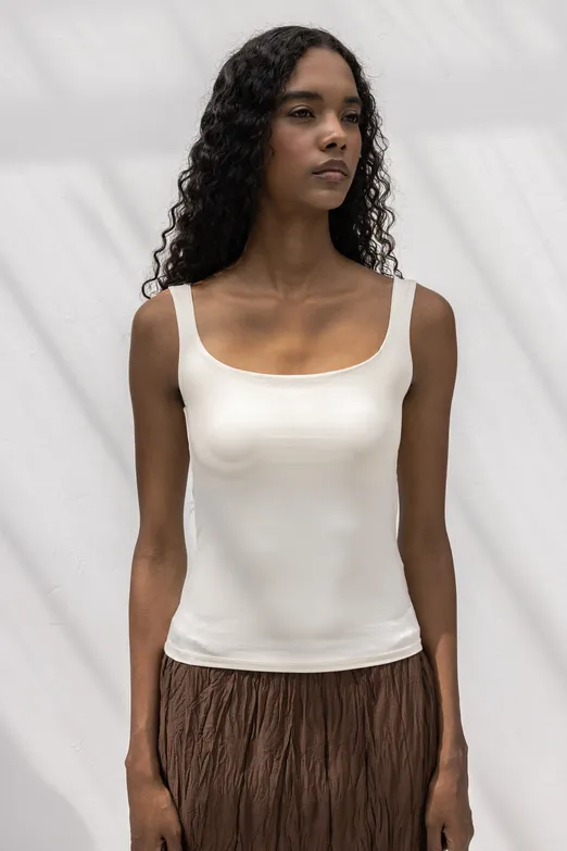 Bayan Beyaz Kare Yaka Atlet Top - BSL