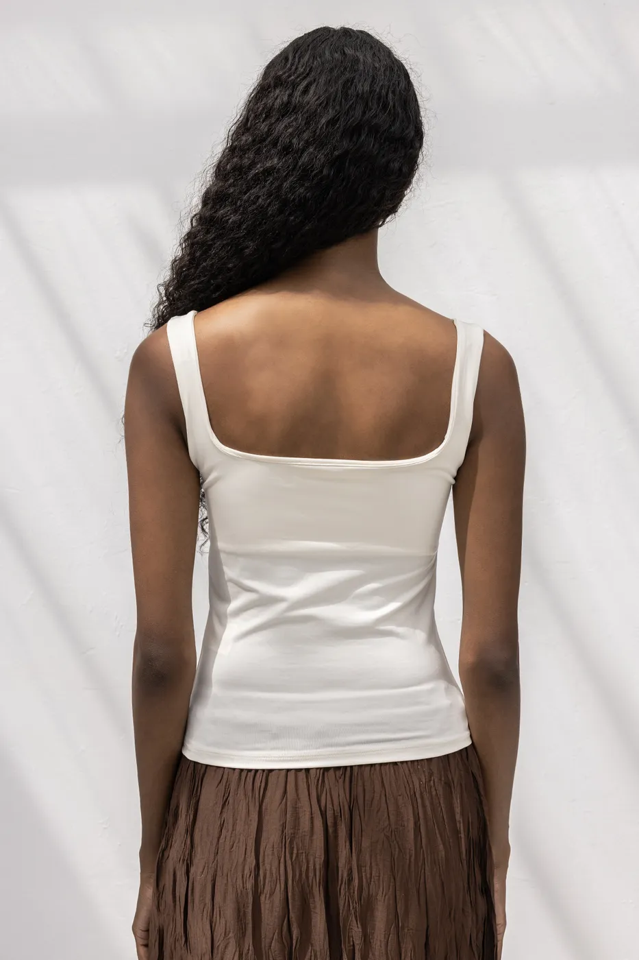 Bayan Beyaz Kare Yaka Atlet Top