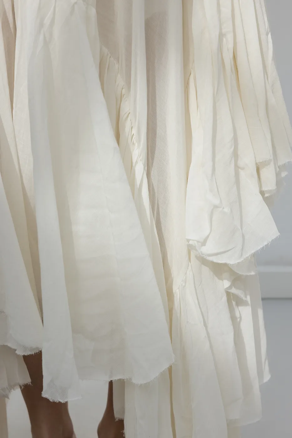 Bayan Ekru Mendil Etek Detaylı Midi Etek