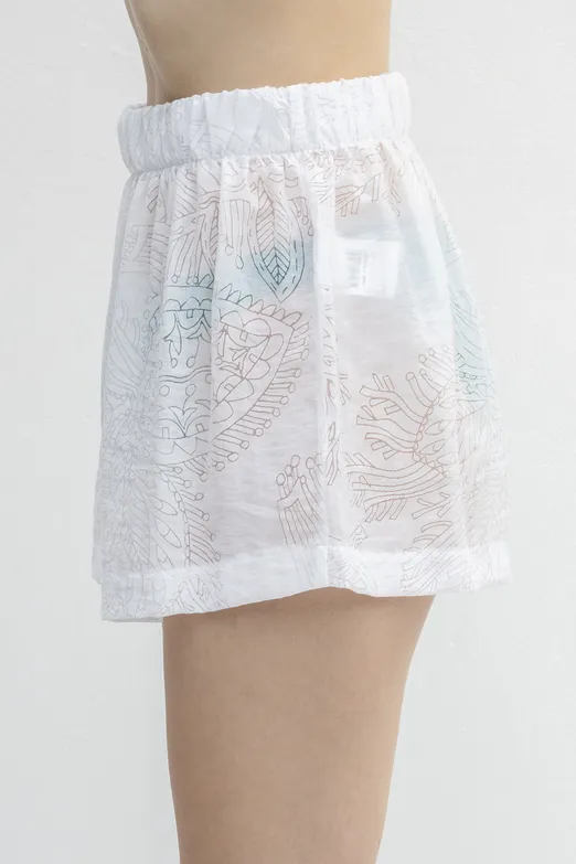 Bayan Beyaz Beli Lastikli Rahat Kesim Şort - BSL