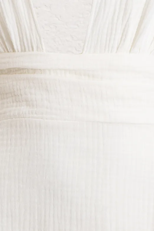 Bayan Beyaz Helen Müslin Midi Elbise - BSL