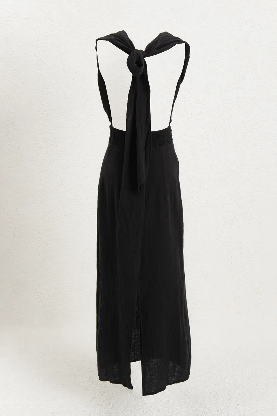 Bayan Siyah Helen Müslin Midi Elbise