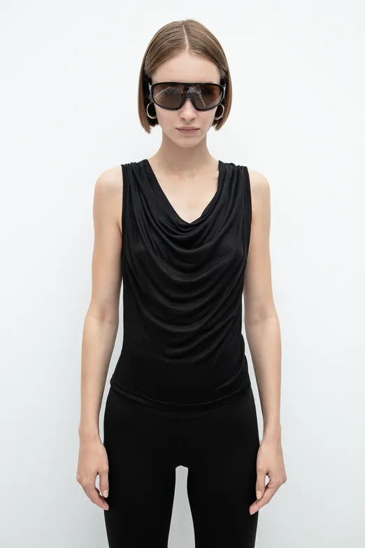 Bayan Siyah Degaje Yakalı Bluz - BSL