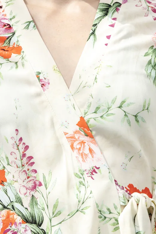 Bayan Ekru Balon Kollu Midi Keten Elbise - BSL