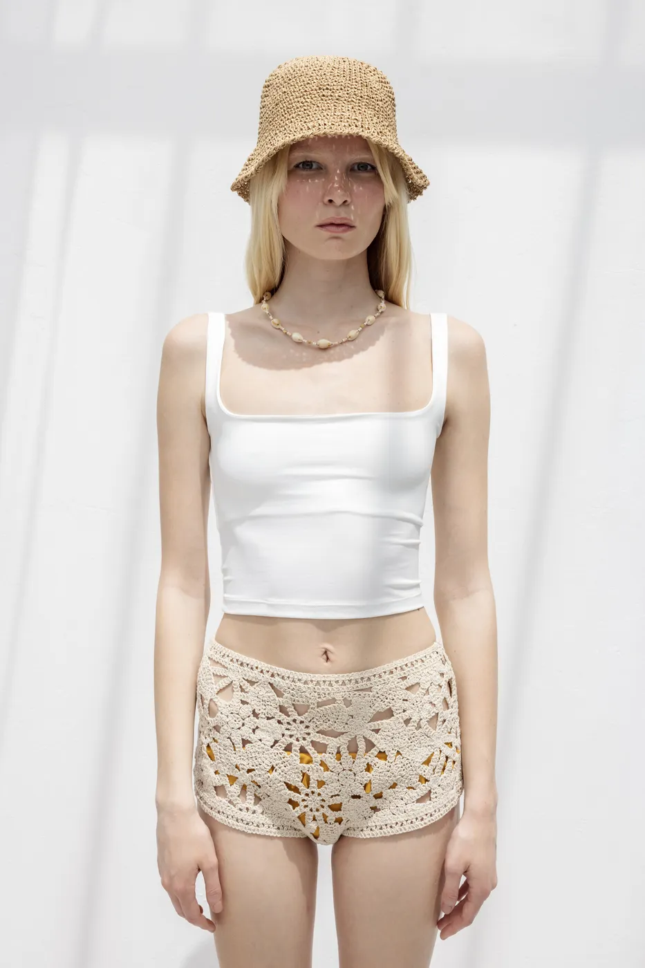 Bayan Beyaz Kare Yaka Atlet Top