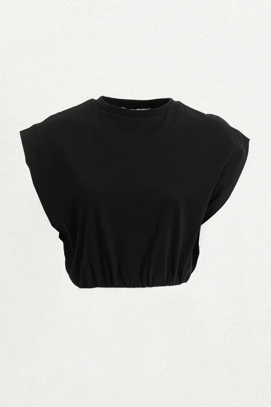 Bayan Siyah Crop Balon Tshirt