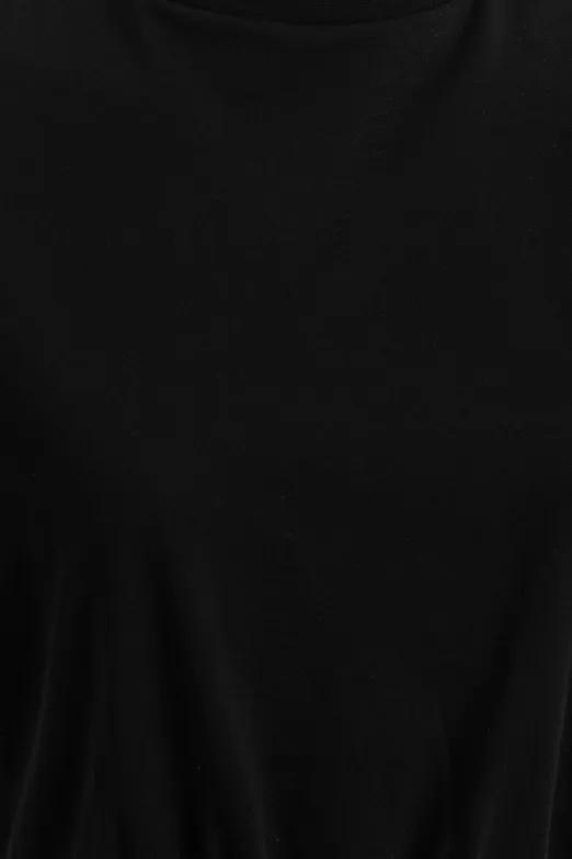 Bayan Siyah Crop Balon Tshirt - BSL