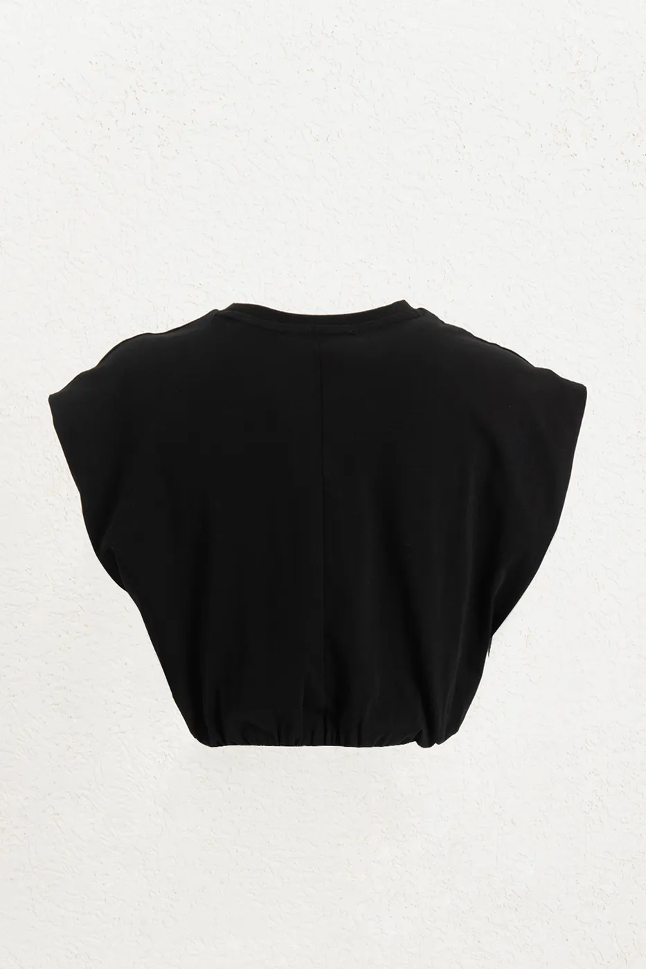 Bayan Siyah Crop Balon Tshirt