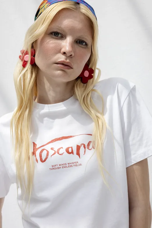 Bayan Beyaz Basic Baskılı Tshirt - BSL