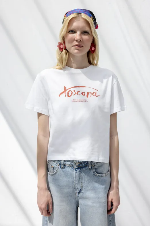 Bayan Beyaz Basic Baskılı Tshirt - BSL
